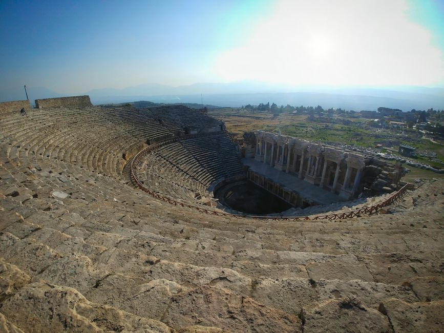 The ancient theater is especially well-preserved and boasts excellent acoustics. The sound of a singing bird can be heard even in the back rows.