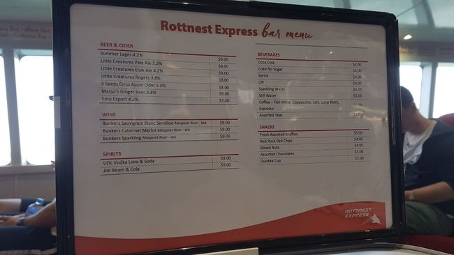The prices for drinks and meals on board are quite steep.