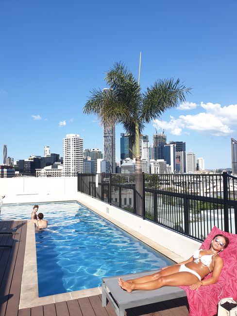 Brisbane - Ausblick von der Dachterrasse unseres Hostels (YHA Brisbane)