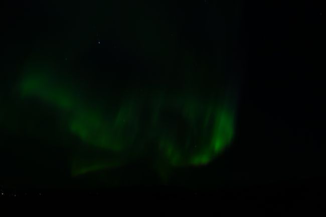My first aurora borealis - unfortunately the camera is not capable of displaying it any better