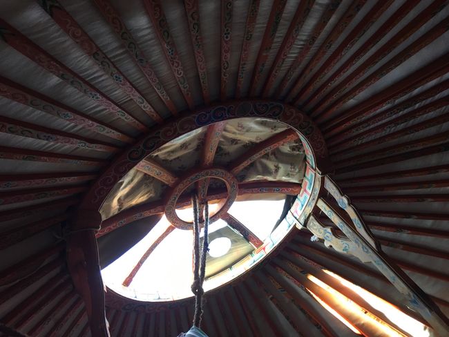 The yurts are beautifully painted from the inside and have air conditioning.
