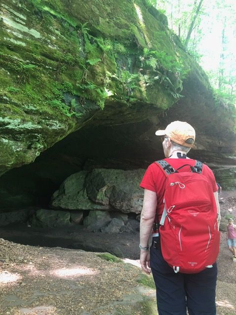 In front of the entrance of the upper Bear Cave