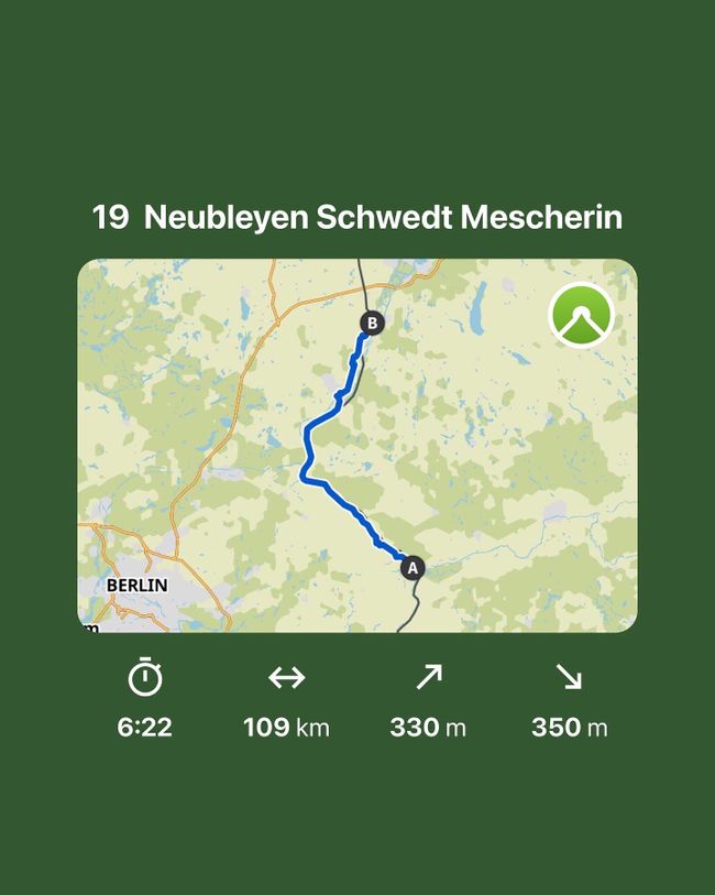 Neubleyen Schwedt Mescherin 109 km 1439 Km (3196 Km)