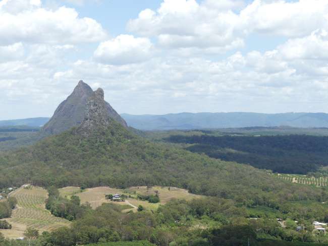 View of Mount Coonowrin and behind it Mount Beerwah