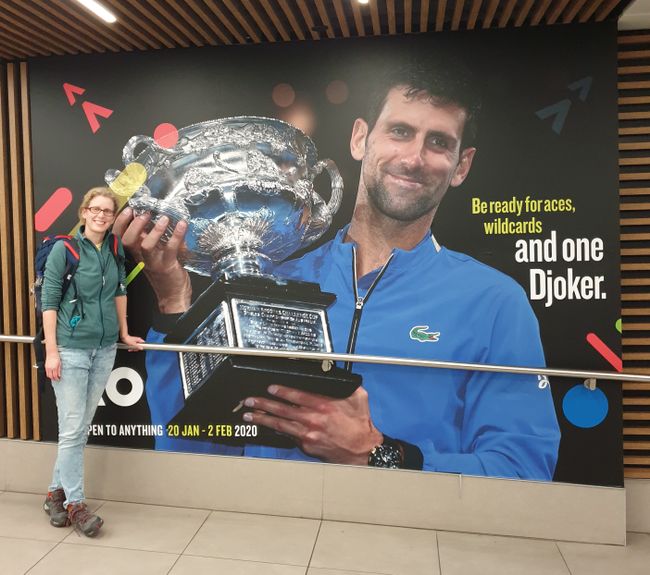 As soon as we got off the plane, we ran into Novak Djokovic