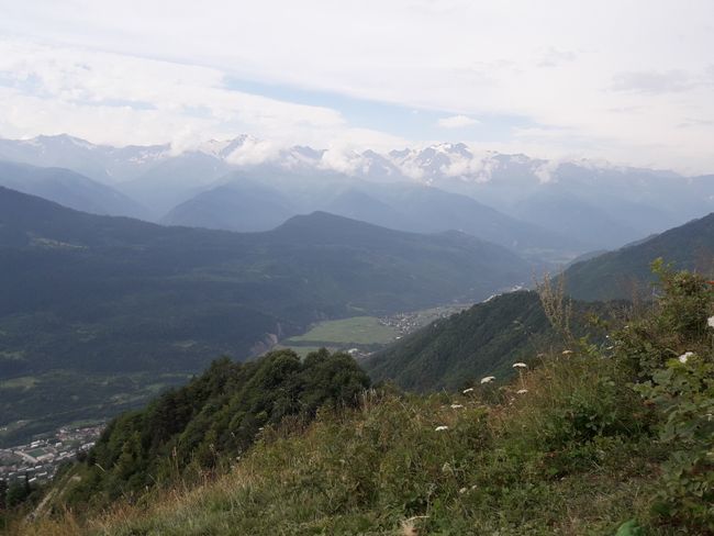 View over the Enguri Valley with the Svaneti mountains on the horizon