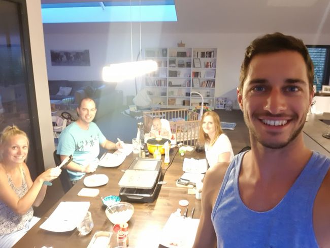 my brother's family and Raclette