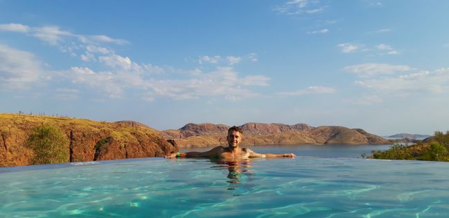 Infinity pool above Lake Argyle - one photo with Mat