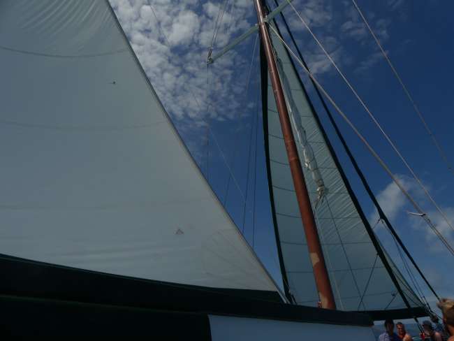 View of the front and middle sail