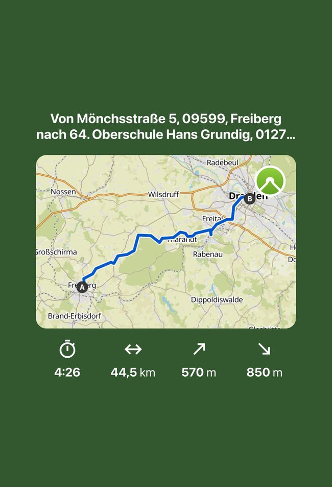 Freibergist Dresdeni taha 55 km 988 km (2745 km)