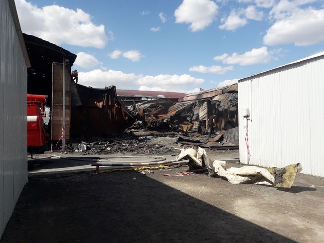 fire damage at the market in Atyrau