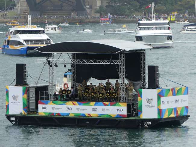 Brass band on a floating stage