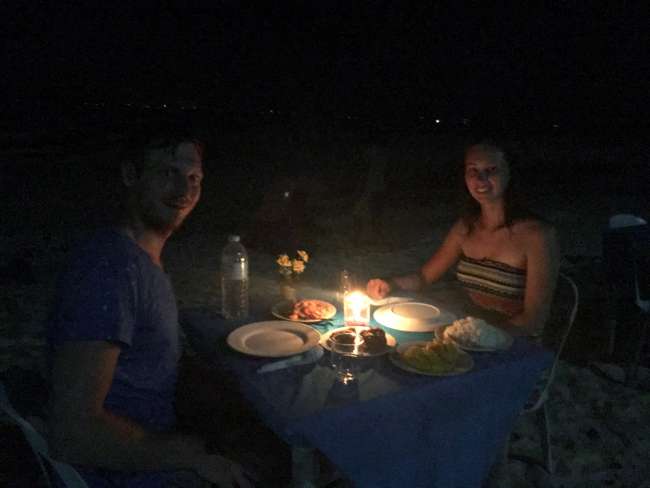 Candlelight dinner at the beach