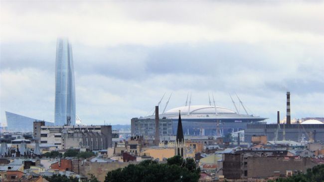 Gazprom Tower and World Cup Stadium