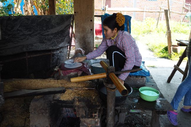 Rice husks are burned and used to make rice paper. 