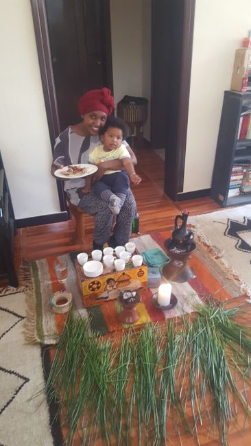 Tirsit and Mebu at the coffee ceremony