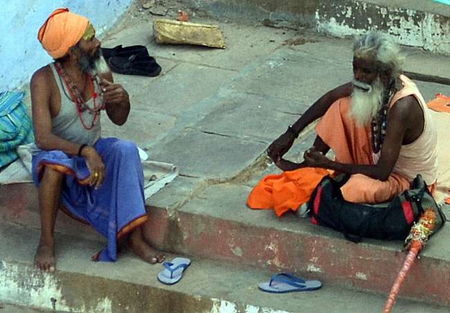 Holy men in Varanasi