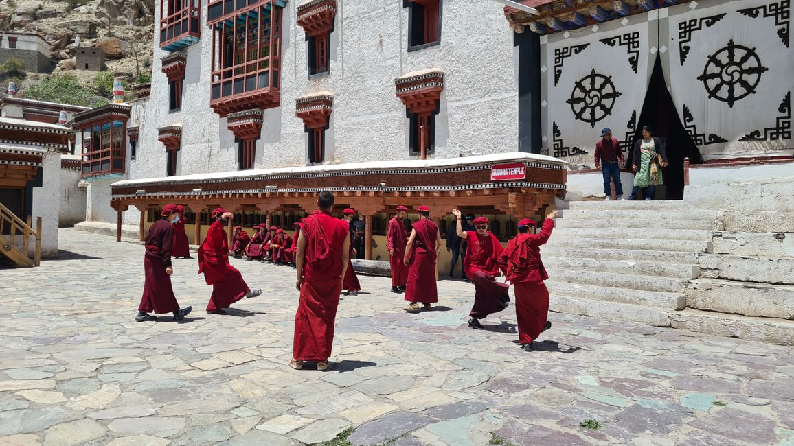 Monks practice their dances in Hemis