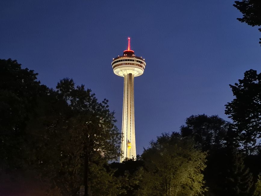 Skylon Tower by night.
