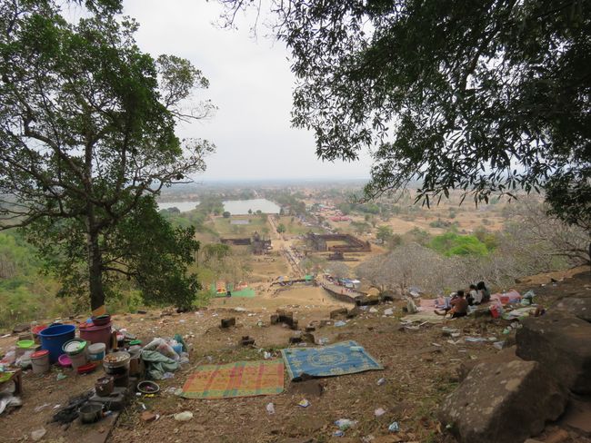 View of Wat Phou and the garbage