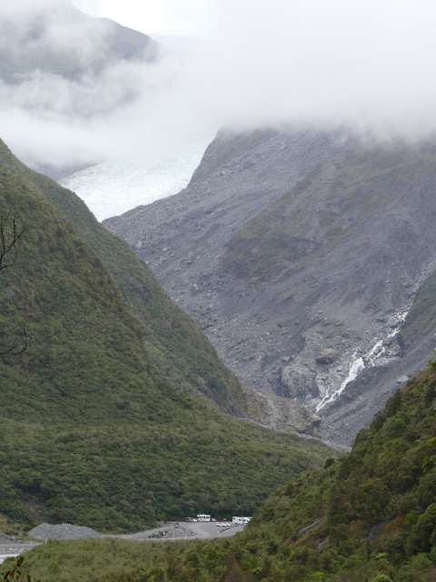 Again the Fox Glacier with the small cars down in the car park