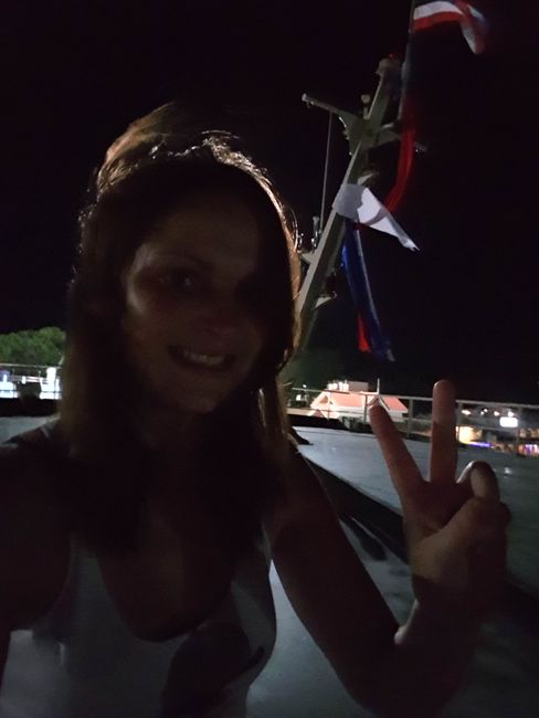 Selfie at night on the deck of the ferry. 😀