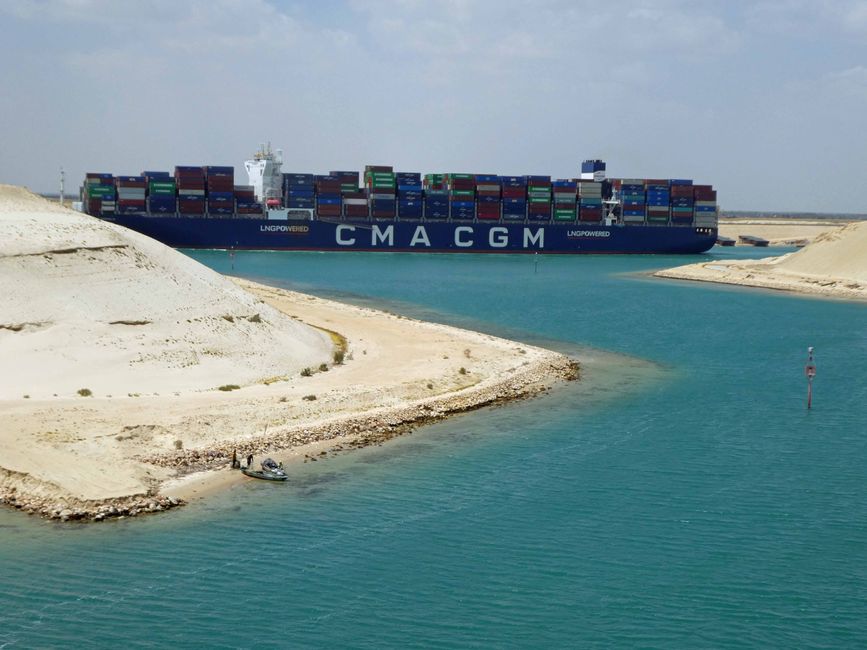 Suez Canal, Suez to Port Said, Egypt, April 13, 2023