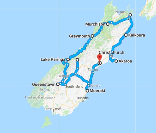 Reiseroute Neuseeland