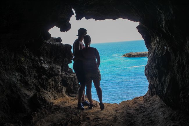 Cave window to the ocean in Ana Kakenga