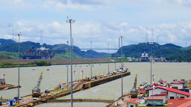 View from the Miraflores Locks to the Pedro Miguel Locks