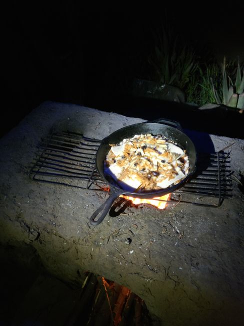 Pizza over a 'rocket stove'