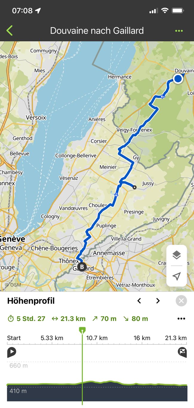 Genfersee Etappe 12 Gaillard 20.4 Km (271.5 Km)
