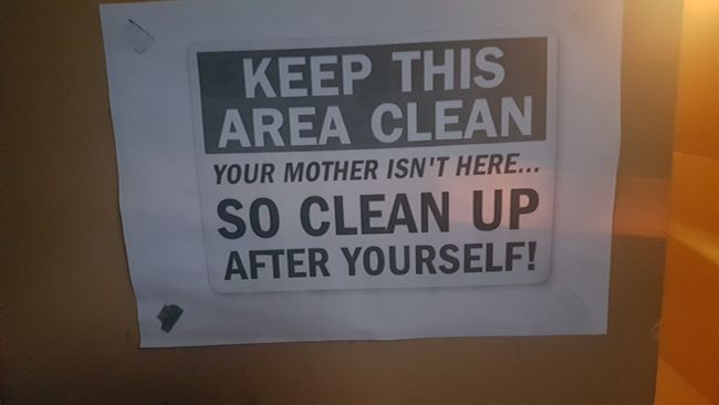 In the new accommodation 'Keep the rooms clean. Your mother is not here. So clean up by yourself!' 