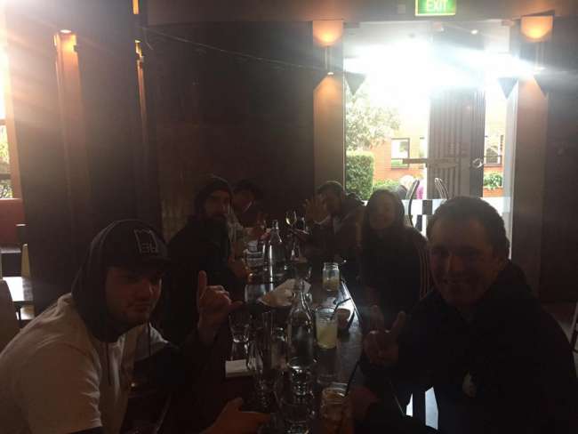 Lunch in Nelson. F.l.t.r. Armin, Mike, Jullian, Liam, Janson, me