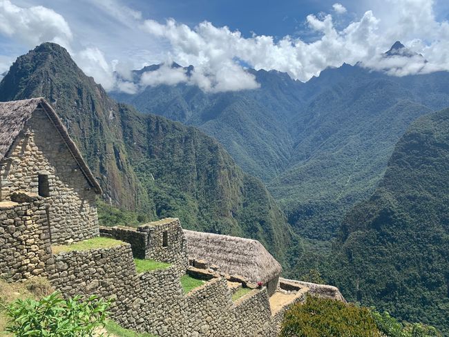 Blick vom Machu Picchu auf den umliegenden Regenwald