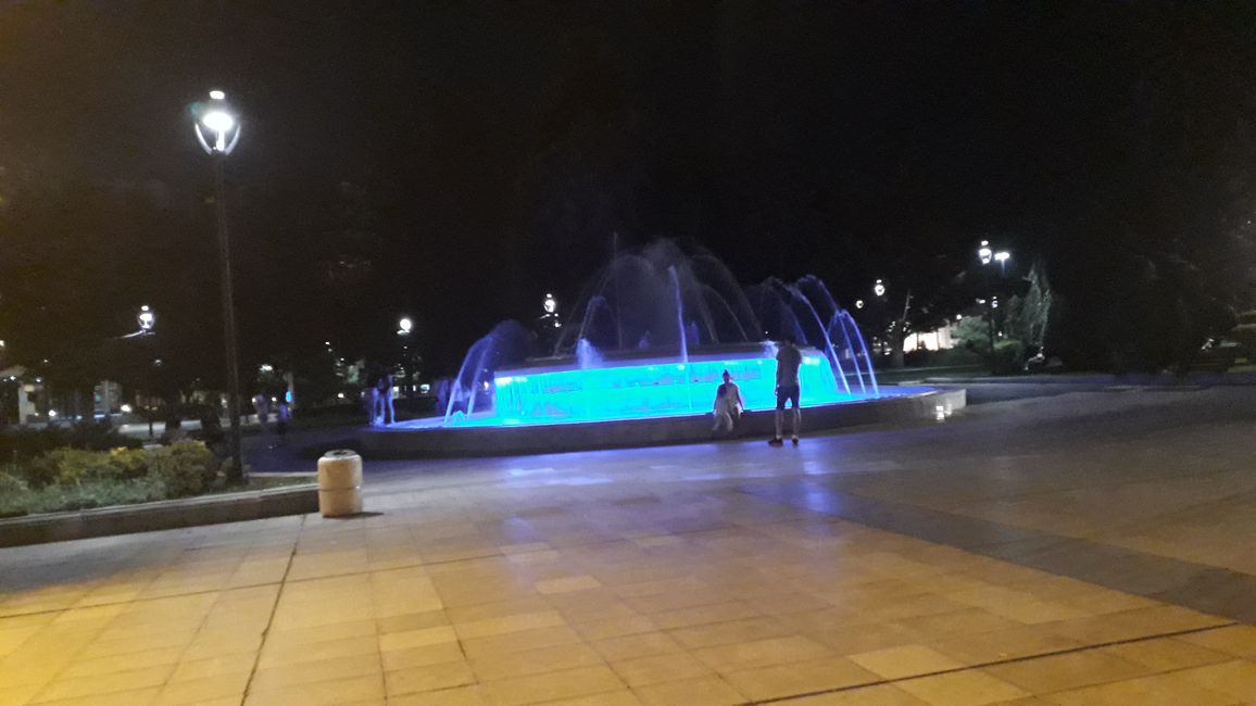 A nightly fountain in Ruse.
