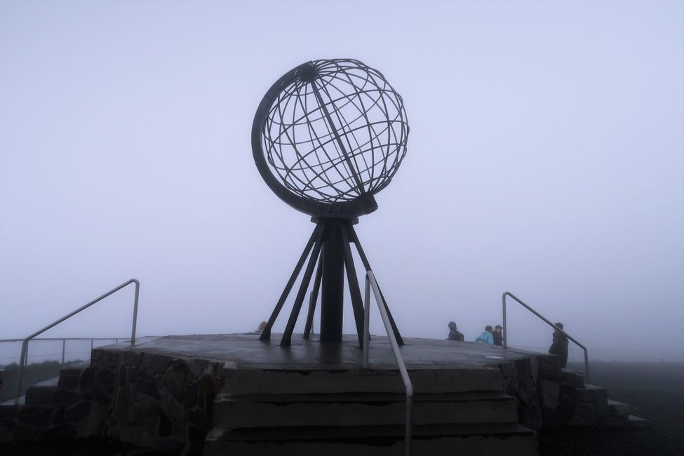 Die berühmte Stahlskulptur am Nordkap.