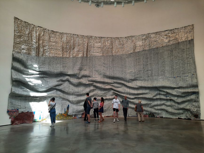 El Anatsui - the smallest particles stapled together to form a huge picture