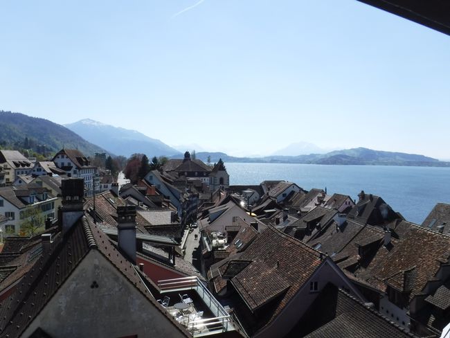 View in the other direction over the roofs of the city of Zug