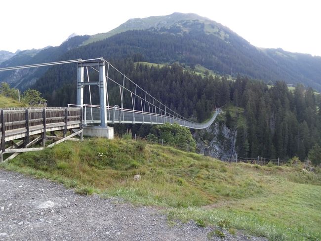 The temporary longest and highest suspension bridge in Austria near Holzgau