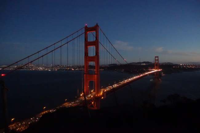 Golden Gate with lights