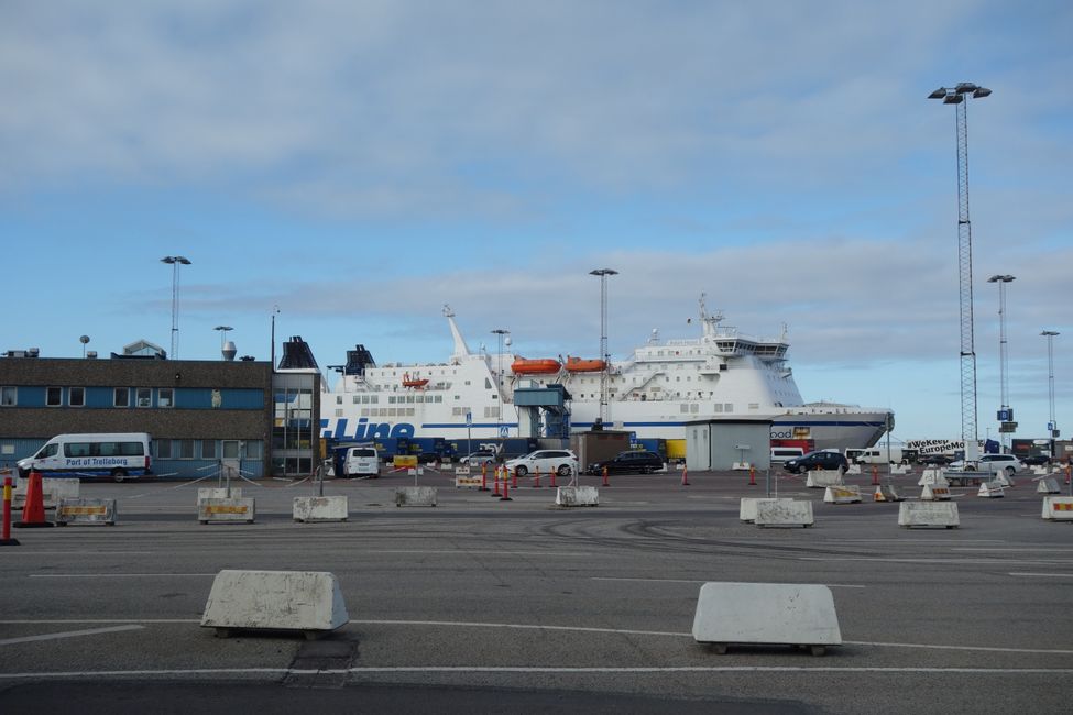 Trelleborg Hafen nach der Grenze ohne Kontrollen 