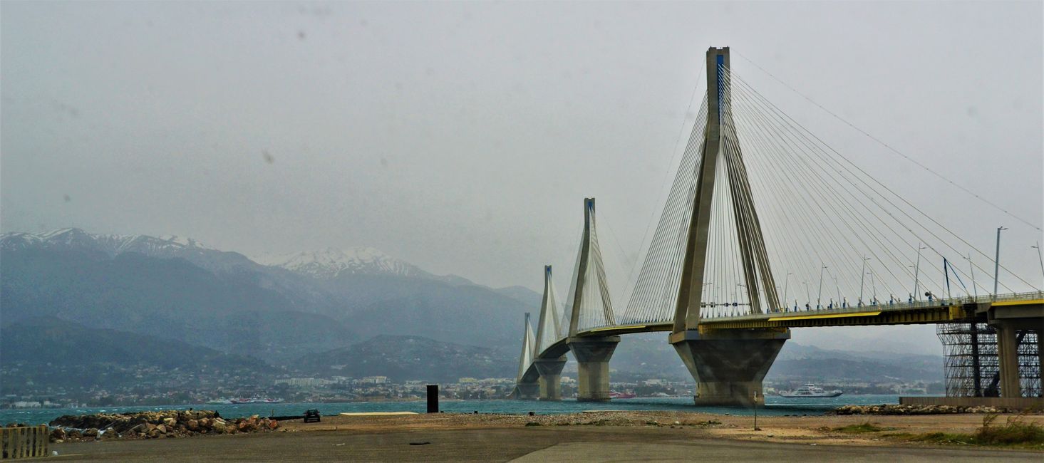 The bridge between the mainland and Patras on the Peloponnese. 