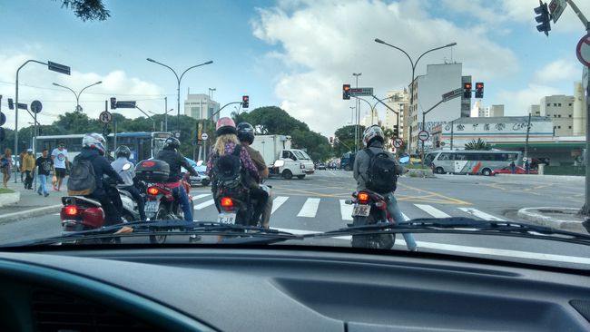 Rush hour with many motorcyclists