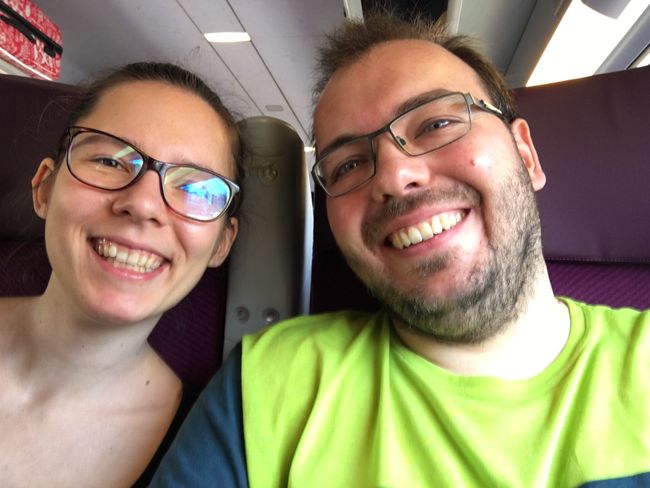 Us on the TGV from Paris to Bellegarde