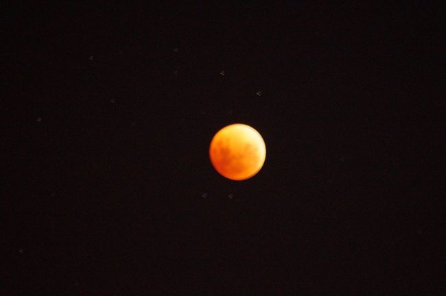 so-called blood moon, because only illuminated by residual light