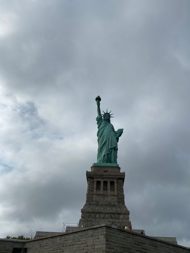 Liberty Island and a statue