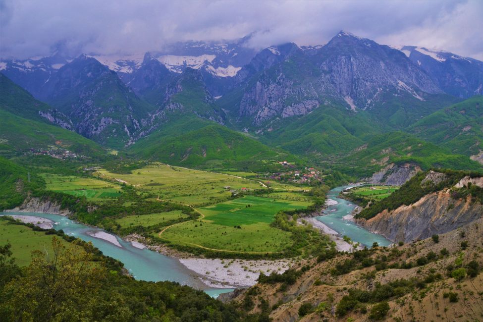 Scenic view of the last wild river in Europe (Vjosë). 