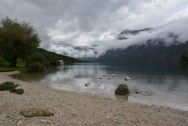 Lake Bohinj with cloudy sky