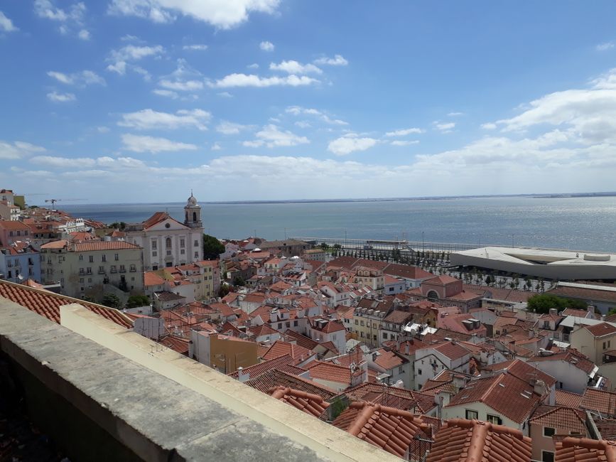Lissabon und der Tejo von oben. 